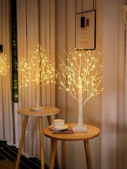 1pc Indoor Home Decor, 1.97ft Birch Tree With LED Lights, Fairy Lights Tree, Indoor Home Decor Warm White Lighting Birch Tree, Battery Operated, Timer, Perfect For Party, Graduation Gift, Birthday Gift