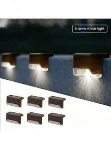 32 piezas Luces solares LED de jardín en negro/blanco/marrón, luces para escaleras para decoración exterior - Terraza, escalones, barandilla, pared, patio, jardín, escaleras, patio, valla y camino de entrada, control multicolor, adecuado para decoración del hogar y decoración de barandillas