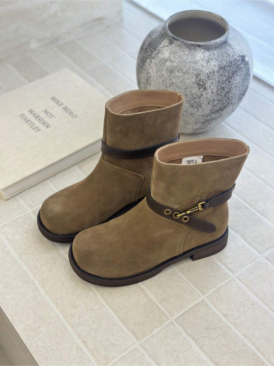 Women Equestrian Boots - 卡其色 - 查看 1