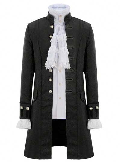 New Arrival Steampunk Style Men's Solid Color Vintage Uniform Stand Collar Two Pieces Set