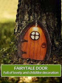 6 pièces Portes de mini-jardin de fées 2D en plastique de haute qualité, design de gobelin, en matériau bois, thème angélique, style décoratif artistique, décoration de jardin extérieur, paysage magique DIY, bleu, marron, vert, rouge, parfait pour les mariages et le jour de Noël