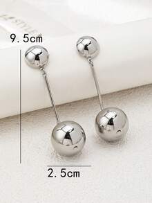1 Pair European & American Fashion Glossy Ball Pendant Earrings, Elegant Design Stud Earrings, Versatile Jewelry For Women