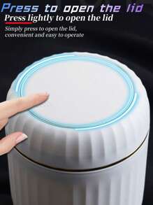 1pc Press-Top Mini Trash Can - Durable PP Material, Compact Desktop Waste Basket For Office, Bedroom, Living Room - Home Garbage Container With Lid For Return School Premium Simple Covered Trash Can, Fashionable White Wastebasket, Desktop Garbage Can With Lid For Living Room, Bedroom, Kitchen, Bathroom, Office