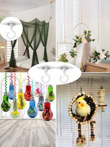 1 Stück 360° drehbarer selbstklebender Deckenhaken - hohe Tragfähigkeit, ohne Bohren installierbar, Multifunktions-Wandhalterung für Windspiele, hängende Pflanzen, Beleuchtung, Heimdekoration, Baldachine, Moskitonetze und Haushaltsorganisation