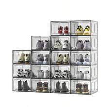 1pc 6-Sided Fully Transparent Plastic Shoe Storage Box, Anti-Oxidation Shoe Display Box For Home Use - Grey - View 3