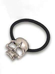 1pc Gothic Skull Metal Hair Tie, Elegant Design, Suitable For Halloween Cosplay And Party, Gift, Ponytail Holders, Hair Elastics, Hair Rubber Bands, Scrunchies, Elastic Hair Tie, Autumn Outfits