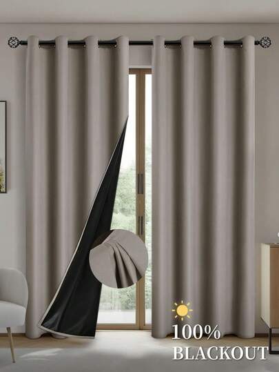 1pc/2pcs Blackout Curtains With Thermal Insulated Lining, Suitable For Living Room, Bedroom, Kitchen, Bathroom, Home Decor, Room Decor