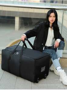 Large Capacity Luggage Bag, Waterproof Handheld Lightweight Wheeled Travel Bag, Clothes Storage Organizer