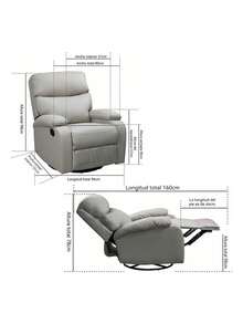 Sillones Individuales Reclinable Modernos Para Recamara - Gris - Ver 7