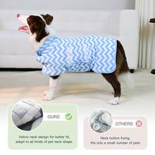 بشكل مخطط متعدد الألوان - رداء استحمام للحيوانات الأليفة، منشفة ناعمة وسريعة الجفاف، مع كابوت، ماصة وخفيفة الوزن، ملابس منزلية مريحة للحيوانات الأليفة الصغيرة والمتوسطة الحجم