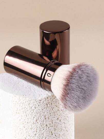 1pc Professional Retractable Round Face Makeup Brush, Suitable For Blush, Foundation, Powder, Synthetic Super Soft Powder Brush, For Liquid Makeup Products, Convenient For Home Or Travel Use,Foundation Brush,Concealer Brush,Blush Brush,Contour Brush,Blush Brush,Bronzer Brush,Powder Brush,Foundation Brush,Blush Brush
