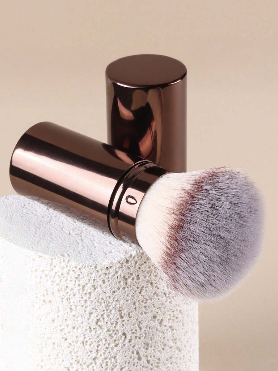 1 pieza Brocha de maquillaje redonda retráctil profesional, adecuada para rubor, base, polvos, brocha de polvos súper suave sintética, para productos de maquillaje líquidos, conveniente para uso en casa o viaje, brocha de base, brocha de corrector, brocha de rubor, brocha de contorno, brocha de rubor, brocha de bronceador, brocha de polvos, brocha de base, brocha de rubor, obsequios