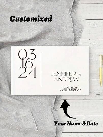 Livro de visitas de casamento elegante e personalizado com design de nome, vários designs e estilos disponíveis, paisagem de 36 páginas, casamento de ouro, adequado para decoração de casamento e presentes para festas, livro de visitas de casamento, livro de visitas personalizado, decoração de casamento, casamento perfeito, livro de visitas de casamento com paisagem de 36 páginas, livro de casamento, álbum de recortes de casamento, personalizado requintado