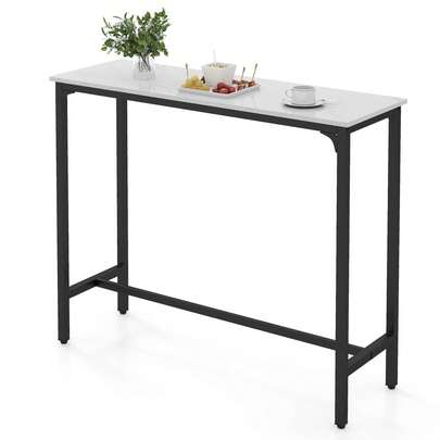  GOFLAME 120cm Bar Table Counter Height Table With Footrest-White