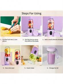 1个便携式二合一搅拌机/榨汁机，双杯设计，不锈钢刀片，USB充电，易于清洁，适用于制作冰沙、冰块，厨房电器；户外使用，情人节、母亲节完美礼物；水果搅拌机 | 现代时尚设计 | ABS塑料