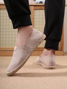 男士透气吸湿防滑编织渔夫鞋、男士透气吸湿防滑亚麻鞋、男士透气吸湿防滑休闲鞋 - 卡其色 - 查看 6