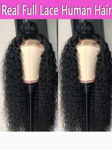 Curly Glueless 13x4 HD Lace Wigs Human Hair Lace Frontal Wigs Deep Wave 13x4 Transparent Full Lace Frontal Wig Brazilian Remy Water Wave Human Hair Wigs For Women - Natural Black - 查看 2