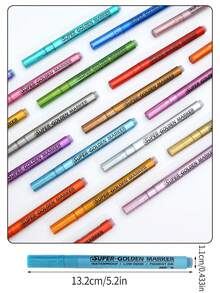 1pc Metallic Acrylic Marker Pen, Super Gold Model Coloring Brush, Watercolor Graffiti Pen, Fine Tip Paint Marker, DIY Touch Up Paint Pen, Waterproof & Smudge-Proof, Highlighter Signature Pen