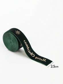 1 pièce Ruban de Noël, Nœud imprimé en velours et feuille, Ruban satiné pour la décoration du sapin de Noël, Décoration de boîte-cadeau