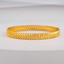 1 件 24K 镀金女士时尚手镯，非洲/尼日利亚奢华开口袖口手镯，新娘婚礼派对配饰，手镯 - 金色 - 查看 10