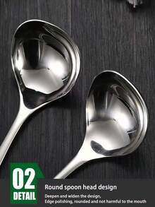 1/5 Stücke Edelstahl Löffel mit langem Griff, Gewürzlöffel, große runde Löffel für Heißtöpfe, Brei-Löffel, Kelle, für gemeinsame Nutzung
