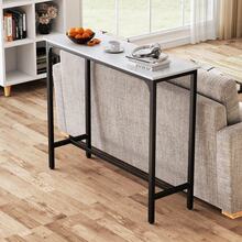 GOFLAME 120cm Bar Table Counter Height Table With Footrest-White - White - View 8