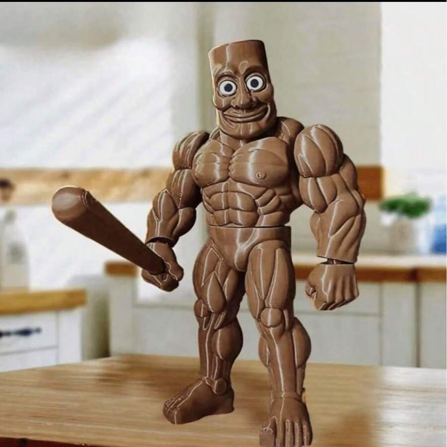 Nuevos juguetes Tung Tung Tung Sahur, figura de acción de bailarina Cappuccino, Brainbot de anime Tralalero Tralala, adorno de escritorio en forma de tiburón, juguetes y regalos - Marrón - Ver 1