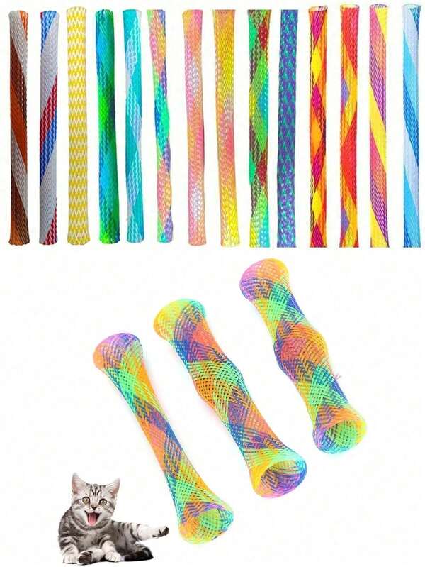 Cat Spring Toy, Interactive Cat Toy For Indoor Cats Plastic Coils Colorful Springs Cat Toys Active Healthy Fitness Play Coil Spiral Springs Kitten Toys For Swatting, Biting, Hunting Cat Spring Toys Kitten Colorful Fun Tubes Indoor Interactive Cat Tube Plastic Coil For Cats Swat Hunt Scratching, Random Colors