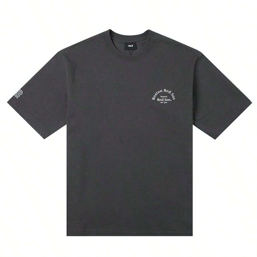 MLB Unisex Basic Kurzarm T-Shirt mit kleinem Aufdruck, schweres Gewicht, oversized Passform, für Fitness, Outdoor Sport