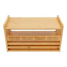 HOHOBLA Walnut Meditation Table Altar Table, Floor Table For Spiritual Low Japanese Tablé Puja Tablé With Drawer Zen Style Storage Cabinet Bamboo Coffee Tablé For Displaying Jars Books - 原色 - 查看 7