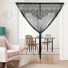 39*79in/100*200cm Macrame Lace Door String Curtain For Doorways, Room Divider Doorway Hippie Window Panel Room Divider Wall Closet Curtains For Bedroom Closet Door Drapes Decorations - 黑色 - 查看 6