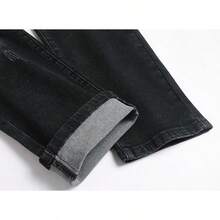 Men's Classic Zipper Biker Regular Fit Flex Jeanhalloween - 255 黑色 - 查看 2