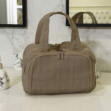 Large Capacity Waterproof Toiletry Bag,Travel Lightweight Large Wide-Open Travel Bag For Women, Puffy Cosmetic Makeup Bag Organizer With Handle For Accessories,Essentials, Toiletries - Màu Khaki - Xem 2