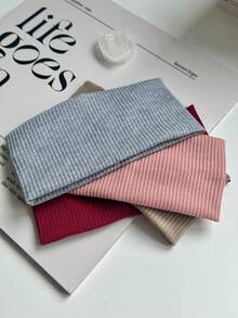 3/4/5条装街头风弹力针织发带，适合日常瑜伽和户外运动，秋冬季发带发饰，女士假日装扮优雅围巾，柔软头巾