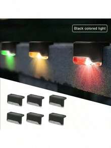 32 piezas Luces solares LED de jardín en negro/blanco/marrón, luces para escaleras para decoración exterior - Terraza, escalones, barandilla, pared, patio, jardín, escaleras, patio, valla y camino de entrada, control multicolor, adecuado para decoración del hogar y decoración de barandillas