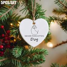 1 szt./5 szt. NIGDY NIE ZAPOMNIANA ozdoba pamiątkowa dla psa, ceramiczna dekoracja pamiątkowa dla zwierzaka, ozdoba w kształcie serca, prezent dla zwierzaka na pierwsze Boże Narodzenie dla psa,