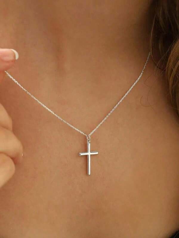 A Silver Cross Necklace For Women, Minimalist Religious Jewelry, Jewelry Accessories For Women To Wear On A Daily Basis Or For Going Out, Christian Gifts For Women