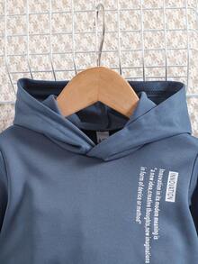 0-3 Years Old Toddler Boys' Long Sleeve Hoodie Sweatshirt And Casual Pants Set, Infant Letter Print Sportswear For Autumn/Winter - Blue - View 5