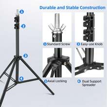 AXNEN Photography Backdrop Stand 200cmx100cm(WxH) Photo Studio Adjustable Background Stand Support Kit Optional Green Curtain, 1 Tripod, 2 Crossbars, 2 Clamps For Perfect For Photo And Video Studios And Party Decorations, Events Decoration, Wedding - Multicolor - View 3