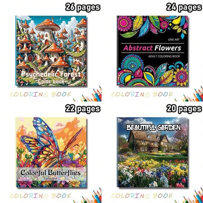 Schönes Garten Malbuch: Mit wunderschönen Schmetterlingen und frischen Blumen, Weihnachtsgeschenk, Halloween Geschenk, Neujahrgeschenk, Jahrestags Geschenk (22 Seiten, 7,9x7,9 Zoll, Perlpapier Umschlag, 120g dicke Innenseiten)