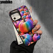 Fundas y carcasas protectoras con orificios grandes, diseño de calabaza colorida, compatibles con phone 16 Pro Max, 16, 15 Pro, 14, 14 Plus/14 Pro Max, 13, 13 Pro, 12 Pro y 11/11 Pro. Regalos para cumpleaños y festivales - Blanco - Ver 5