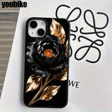 Fundas y carcasas protectoras para teléfono con diseño de flores negras y orificios grandes. Compatibles con phone 16 Pro Max, 16, 15 Pro, 14, 14 Plus/14 Pro Max, 13, 13 Pro, 12 Pro, 11/11 Pro. Regalos para cumpleaños y festividades - Blanco - Ver 8