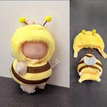 Ropa de muñeca de 17 cm, compatible con Labubu, ropa de muñeca con forma de animal, diseños de tiburón, camarón frito, dinosaurio, cucaracha y abeja, accesorios de ropa y atuendos para muñecas de 6.7 pulgadas, ropa de vestir esponjosa para muñecas (sin muñeca)