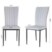Mcc Direct Set Of 6 Dining Chairs, Velvet High Back Kitchen Chairs With Upholstered Soft Seat And Metal Legs For Home, Office, Dining And Reception - Elle - Light Blue - View 3