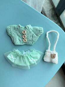 拉布布 17 厘米二代偶像娃娃坐姿派对怪兽服装配饰服装可爱礼物可爱毛衣裙和包 - 彩色 - 查看 10