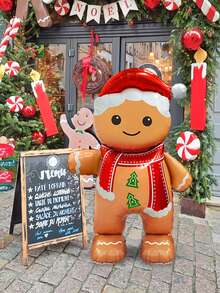 1 balão fofo de boneco de gengibre, balão de pé, adequado para decoração de Natal, decoração de festa de ano novo, decoração de festa de Natal, decoração de ano novo de 2026, decoração de festa de inverno, artigos para festas de fim de ano - Multicolorido - Ver 7