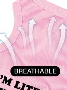 LUCKIE LABO 1pc Fashionable Slogan Graphic Print Breathable Sleeveless Vest, Anti-Flea & Shedding For Cats & Dogs Indoor/Outdoor Use - Pink - View 8