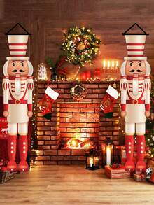 1 Pair Christmas Door Banner, White Nutcracker Soldier Hanging Banner, Gatepost Couplet, Merry Christmas Door Hanging, Welcome Porch Sign, Christmas Party Hanging Ornaments, Christmas Party Decor, Xmas Decor, Christmas Decorations For Home, Christmas Party Favors, Photo Booth Props, Home Decor, Door Decor, Indoor Outdoor Events Supplies, Yard Decor, Festive Family Accessory, New Year Decorations, Winter Decorations