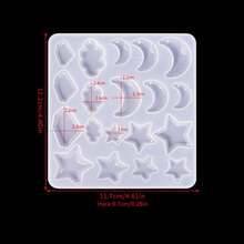 1 件带孔树脂耳环模具，各种形状和尺寸几何宝石凸圆形新月星云吊坠耳环钥匙扣硅胶模具，DIY 珠宝模具用于环氧树脂铸造 - 白色 - 查看 8