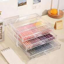 1 Peça Caixa de Armazenamento de Joias Portátil de Acrílico Transparente com 3 Camadas Empilháveis e Tampa, Estojo de Exibição para Mesa com Gavetas para Guardar Anéis, Brincos, Colares, Pulseiras, Relógios, Canetas, Marcadores, Peças Pequenas